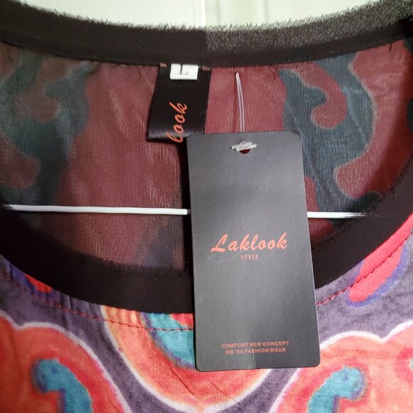 Blue and Orange Moroccan-inspired Coverup Dress With Slit - Picture 3 of 4